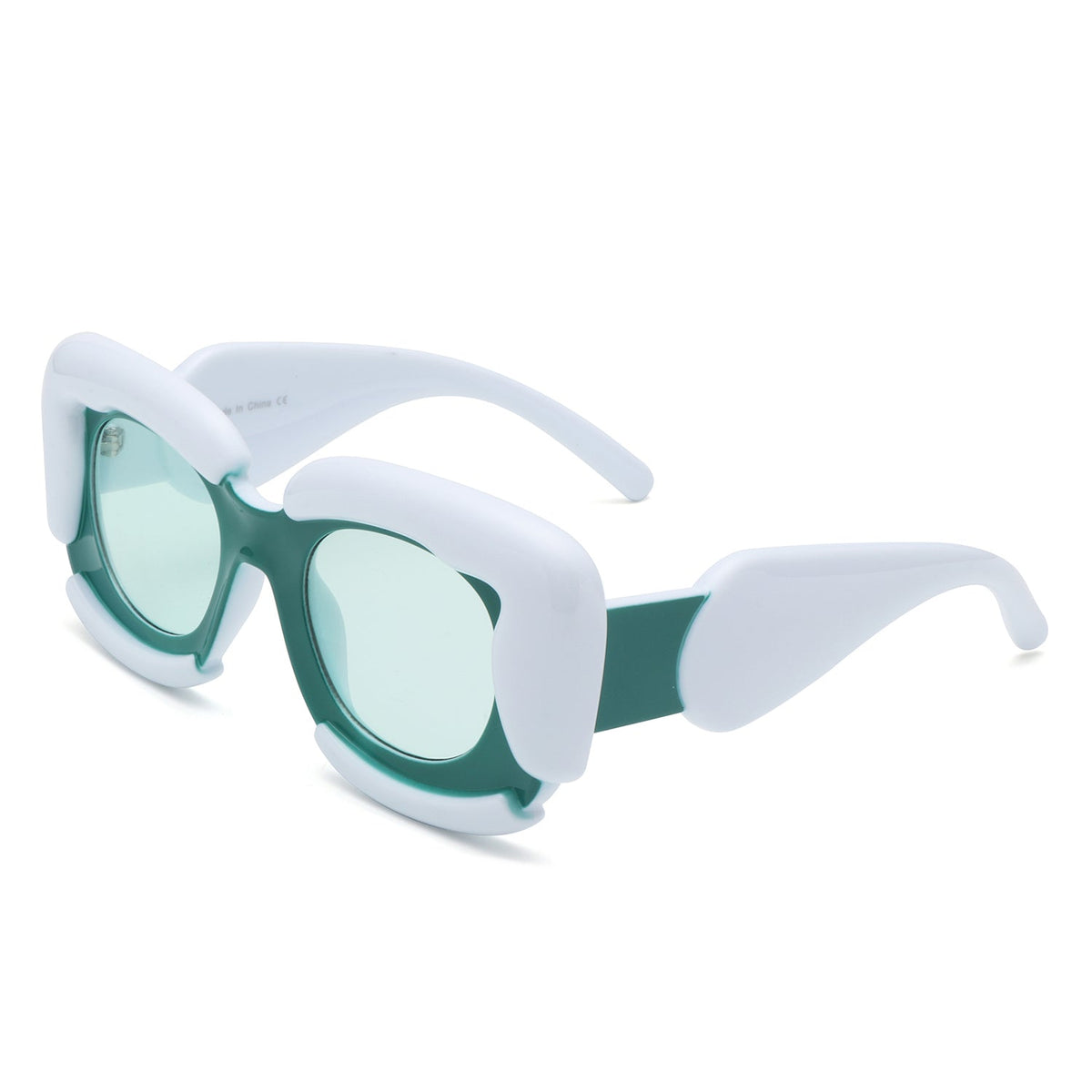 Twirl - Square Geometric Irregular Chunky Fashion Futuristic Sunglasses-7