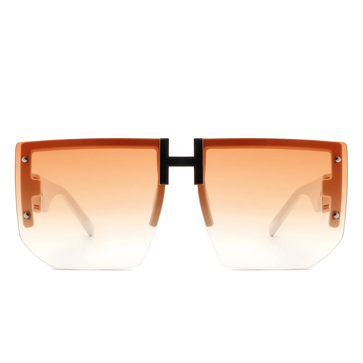 Kaelor - Square Oversized Flat Top Gradient Half Frame Sunglasses-1