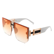 Kaelor - Square Oversized Flat Top Gradient Half Frame Sunglasses-0