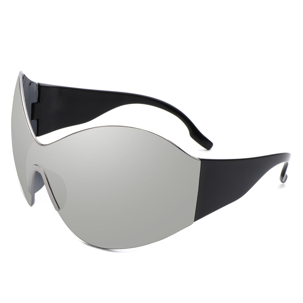 Oriel - Rimless Oversized Wraparound Shield Women Sunglasses-0