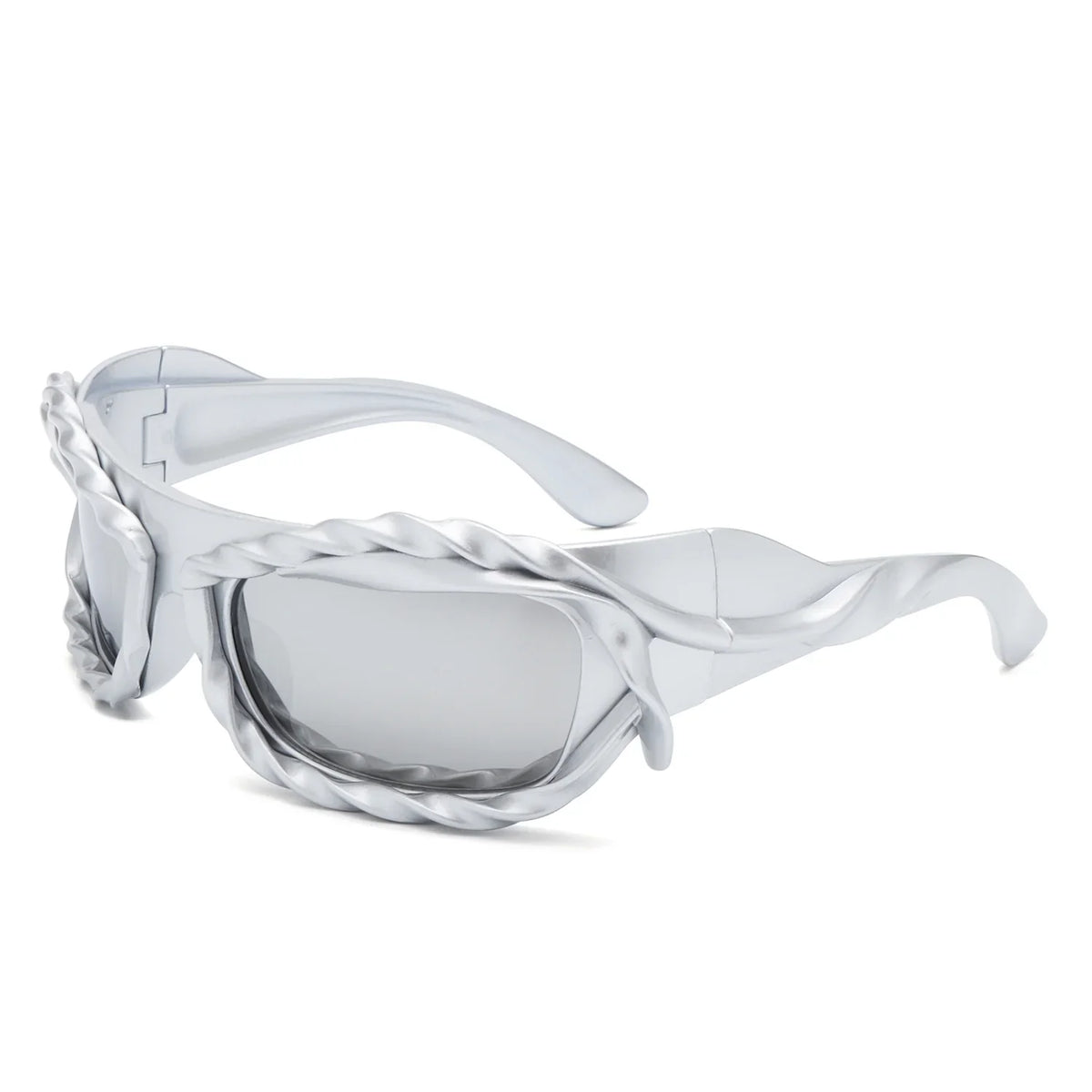 Riff - Rectangle Irregular Twisted Thick Frame Futuristic Sunglasses-6