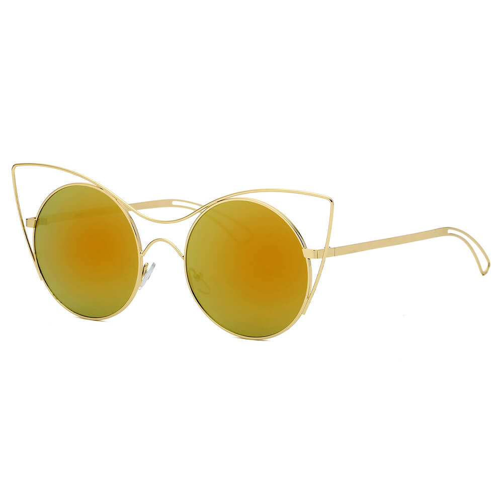 GERING | Women Round High Pointed Cat Eye Sunglasses-0