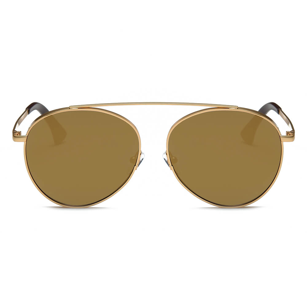 Bethel - Retro Mirrored Lens Teardrop Aviator Sunglasses-1