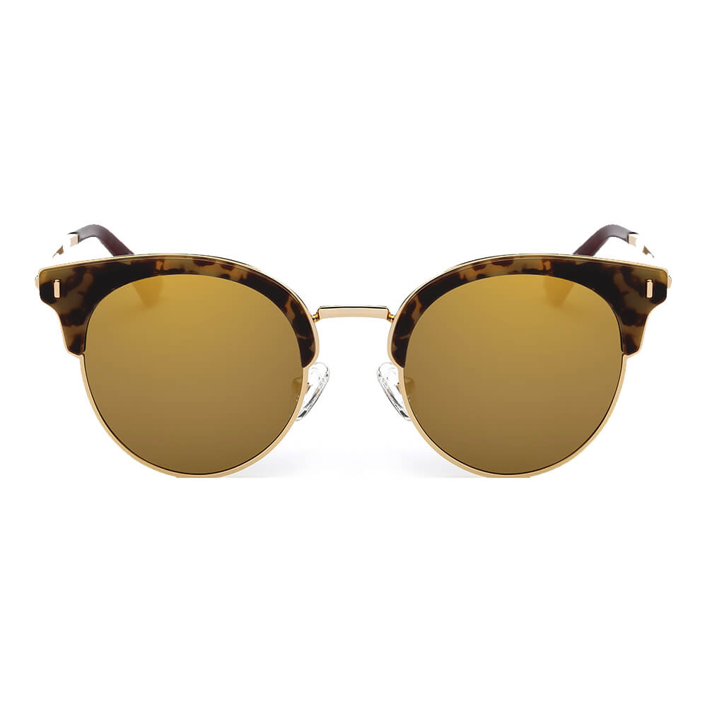 Biloxi -  Women Half Frame Round Cat Eye Polarized Sunglasses-1