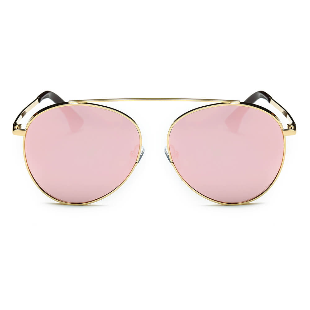 Bethel - Retro Mirrored Lens Teardrop Aviator Sunglasses-3