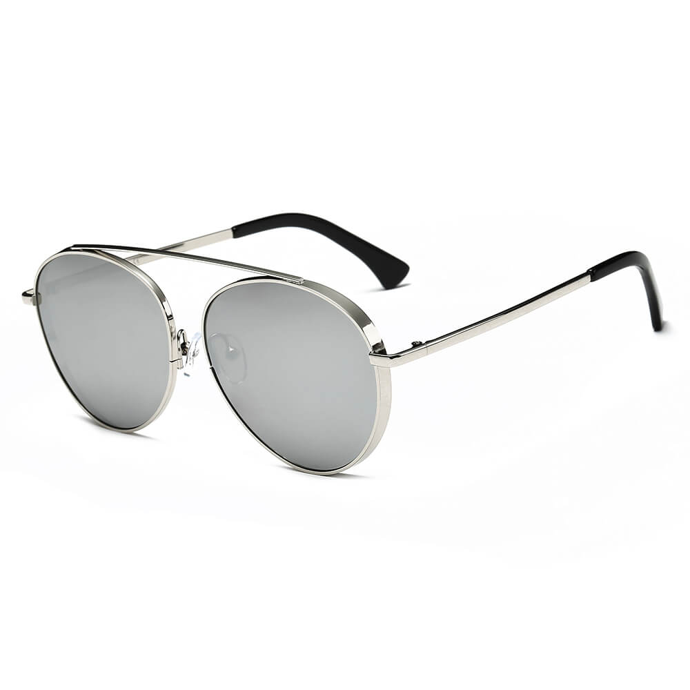 Bethel - Retro Mirrored Lens Teardrop Aviator Sunglasses-6