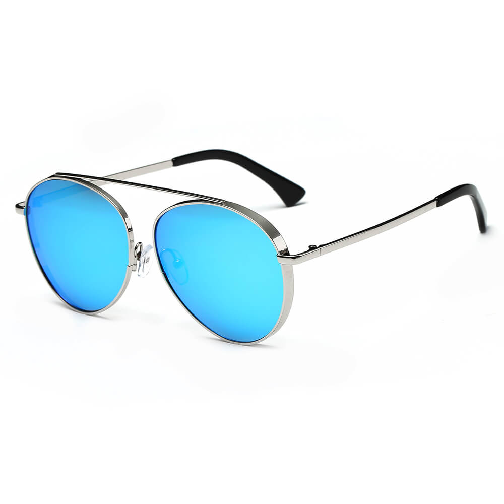 Bethel - Retro Mirrored Lens Teardrop Aviator Sunglasses-7