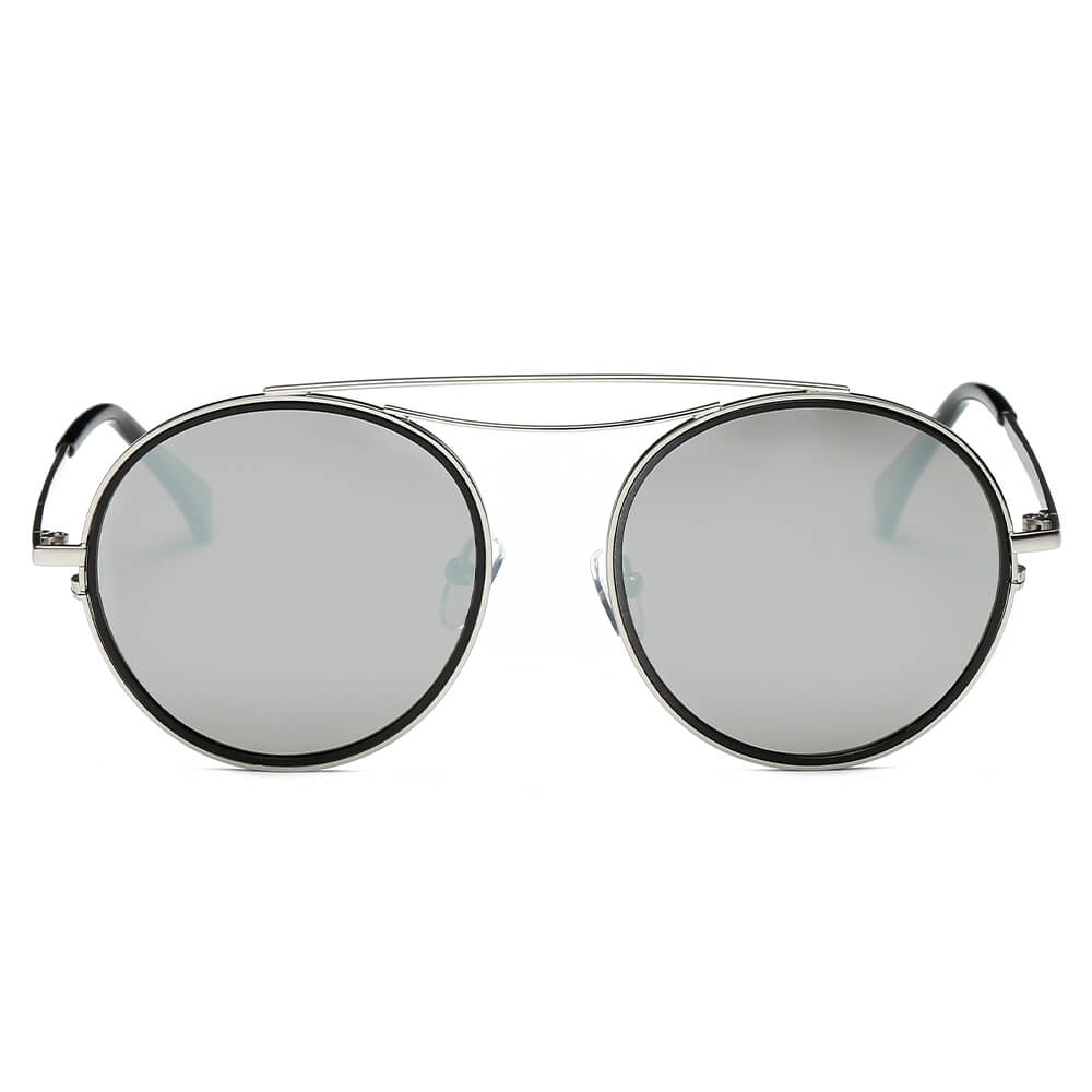 FAIRFAX | Polarized Circle Round Brow-Bar Fashion Sunglasses-1