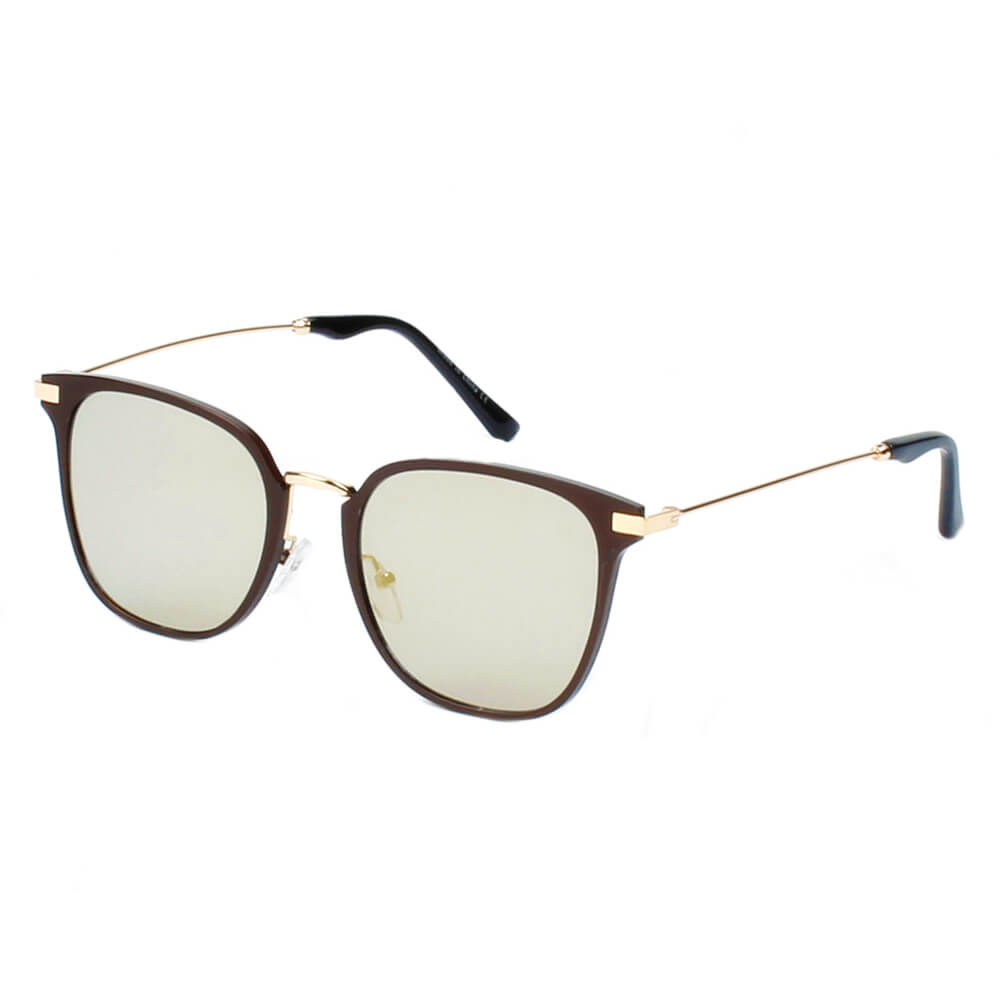 CAMBRIDGE | Pillowed Rectangle Flat Lens Horned Rim Sunglasses-0