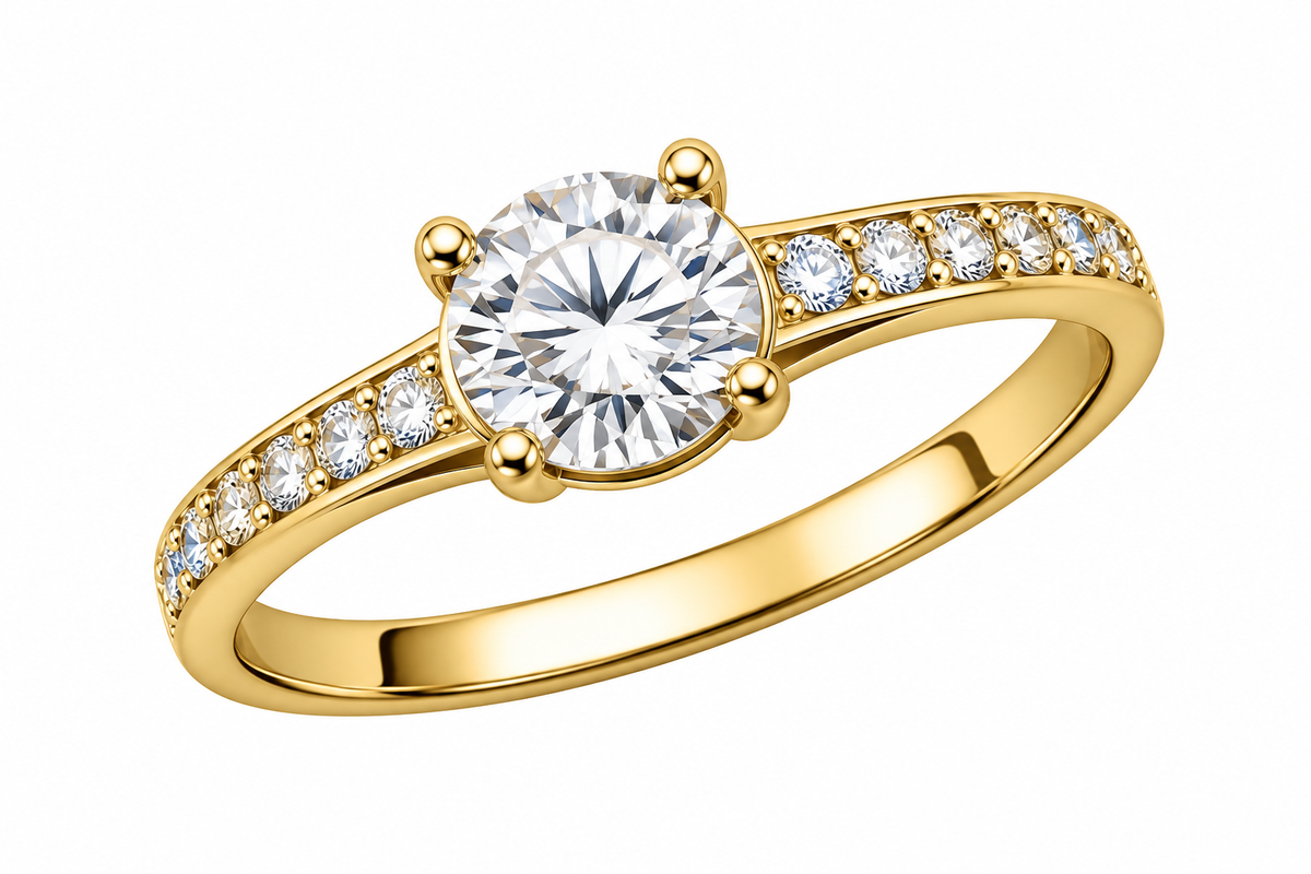 Cubic zirconia gold ring with sparkling clear stones – OrcaDeal Jewelry