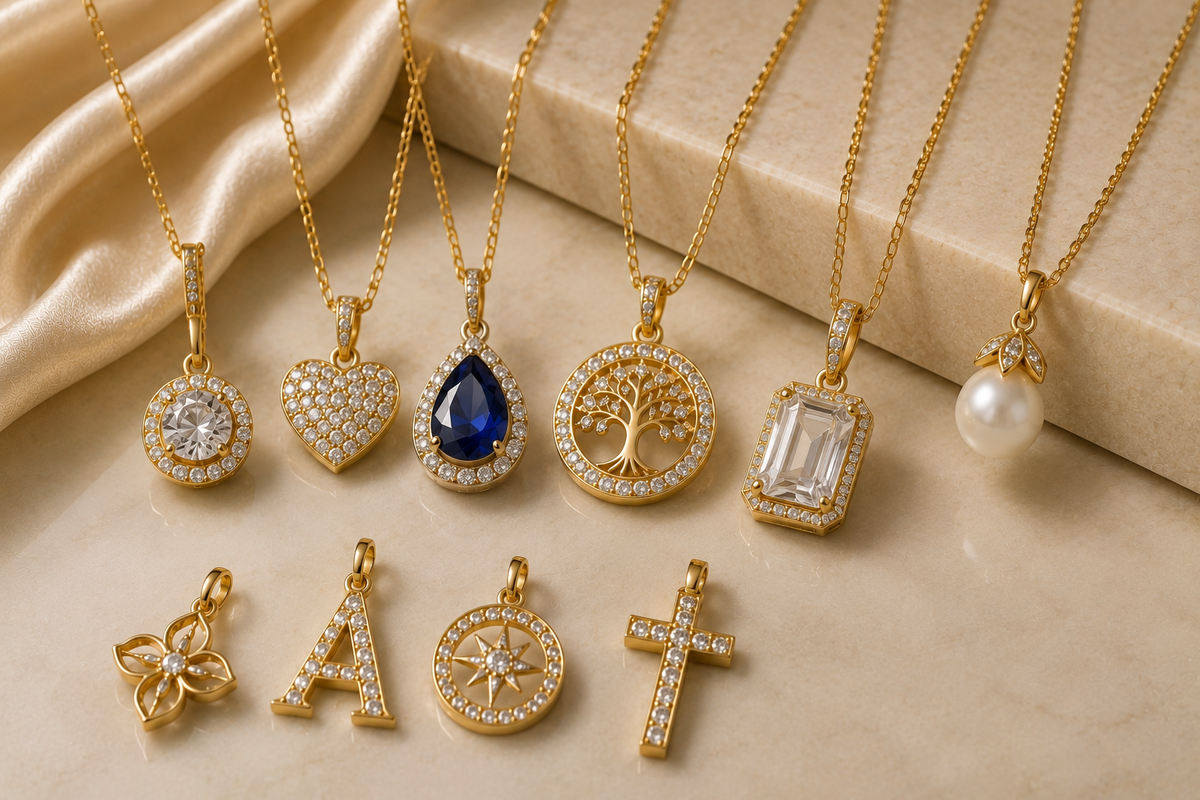 Pendant jewelry collection featuring elegant gold pendants with gemstone, pearl and symbolic designs – OrcaDeal Jewelry