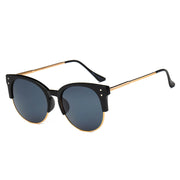 ABANDA |  Round Mirrored Flat Lens Half Frame Sunglasses Circle-0