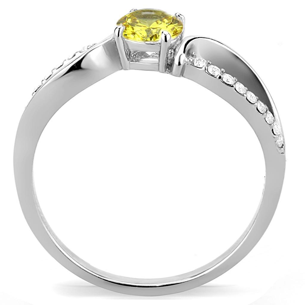 DA005 - High polished (no plating) Stainless Steel Ring with AAA Grade CZ  in Topaz-2
