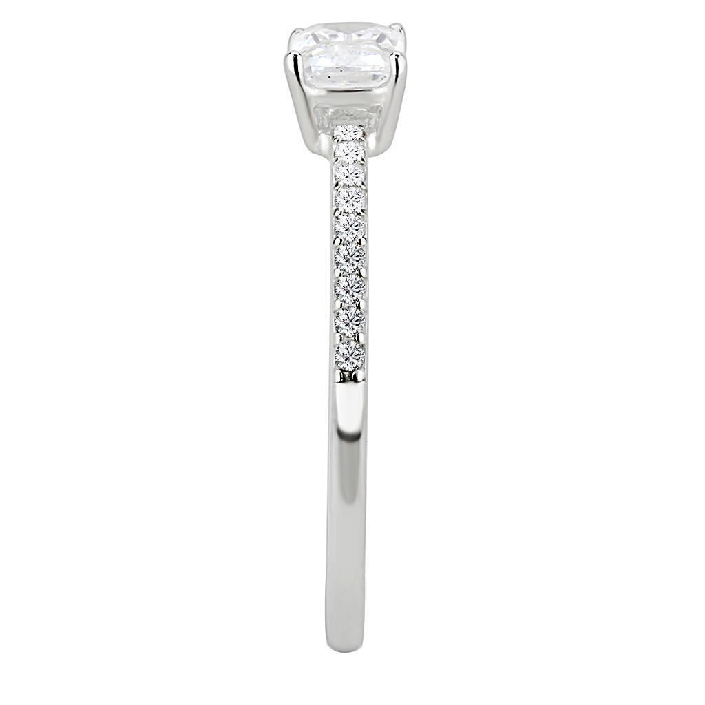 DA009 - High polished (no plating) Stainless Steel Ring with Cubic  in Clear-3