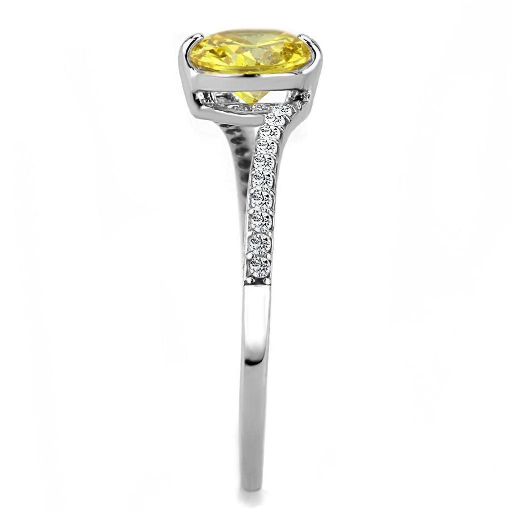 DA015 - High polished (no plating) Stainless Steel Ring with AAA Grade CZ  in Topaz-3