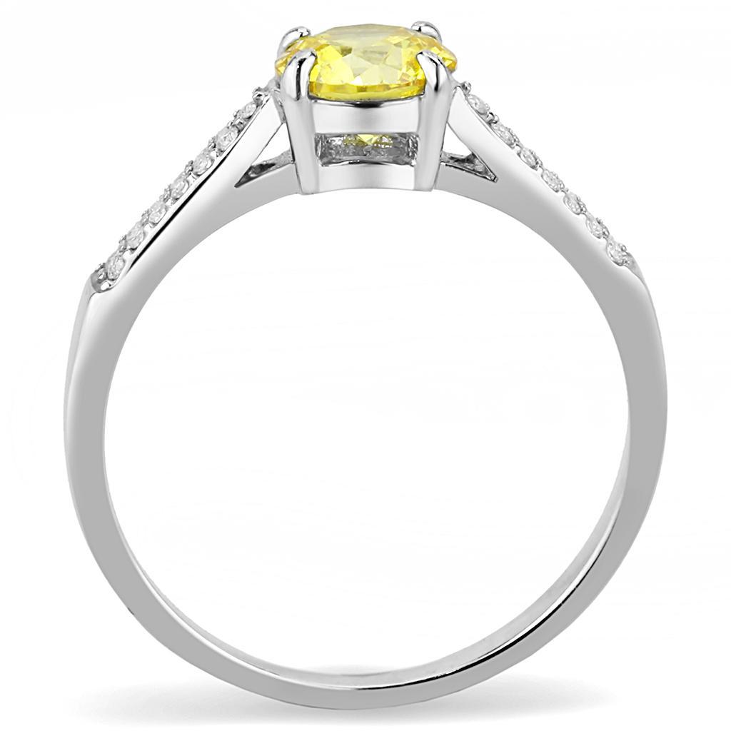 DA021 - High polished (no plating) Stainless Steel Ring with AAA Grade CZ  in Topaz-2