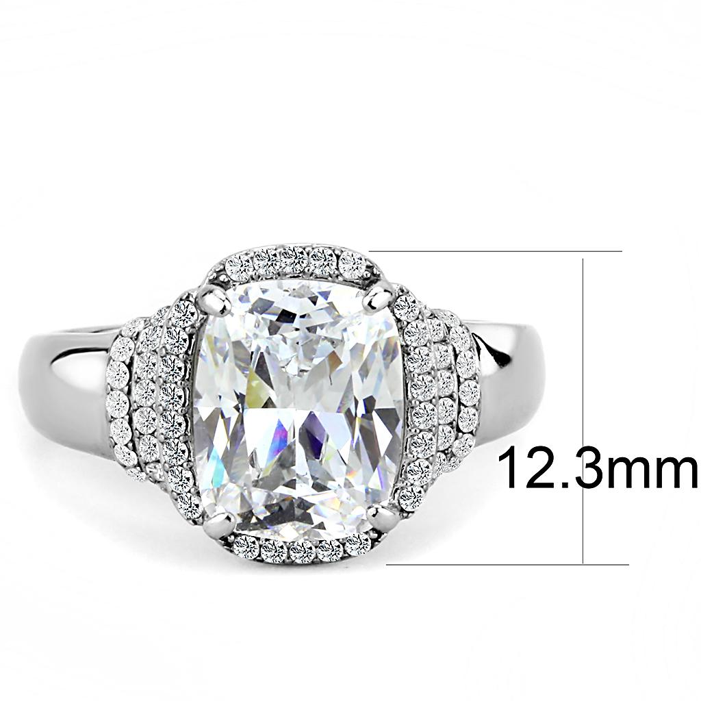 DA024 - High polished (no plating) Stainless Steel Ring with Cubic  in Clear-1