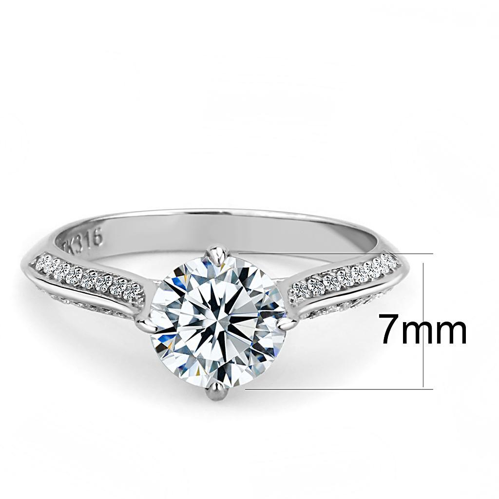 DA036 - High polished (no plating) Stainless Steel Ring with AAA Grade CZ  in Clear-1