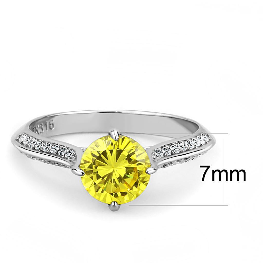 DA037 - High polished (no plating) Stainless Steel Ring with AAA Grade CZ  in Topaz-1