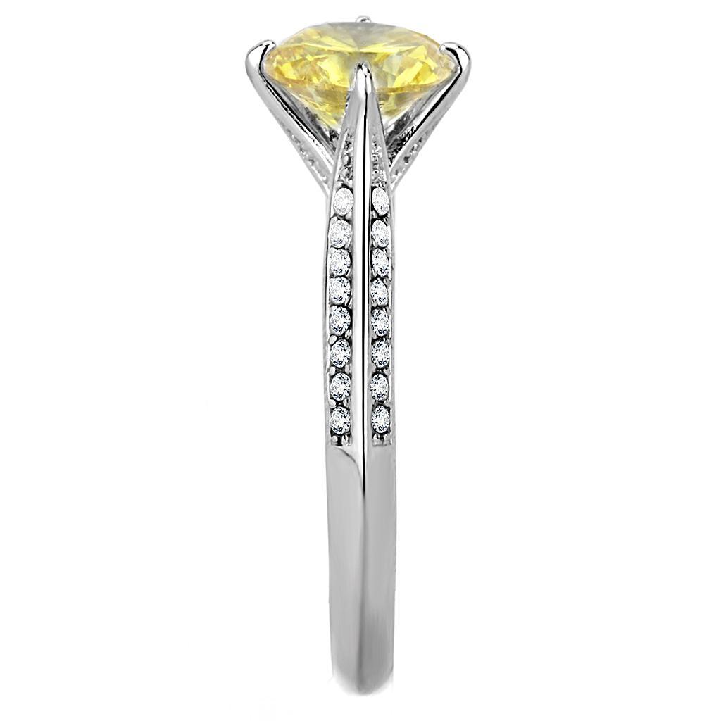 DA037 - High polished (no plating) Stainless Steel Ring with AAA Grade CZ  in Topaz-3