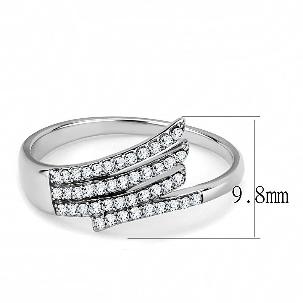 DA043 - High polished (no plating) Stainless Steel Ring with AAA Grade CZ  in Clear-1