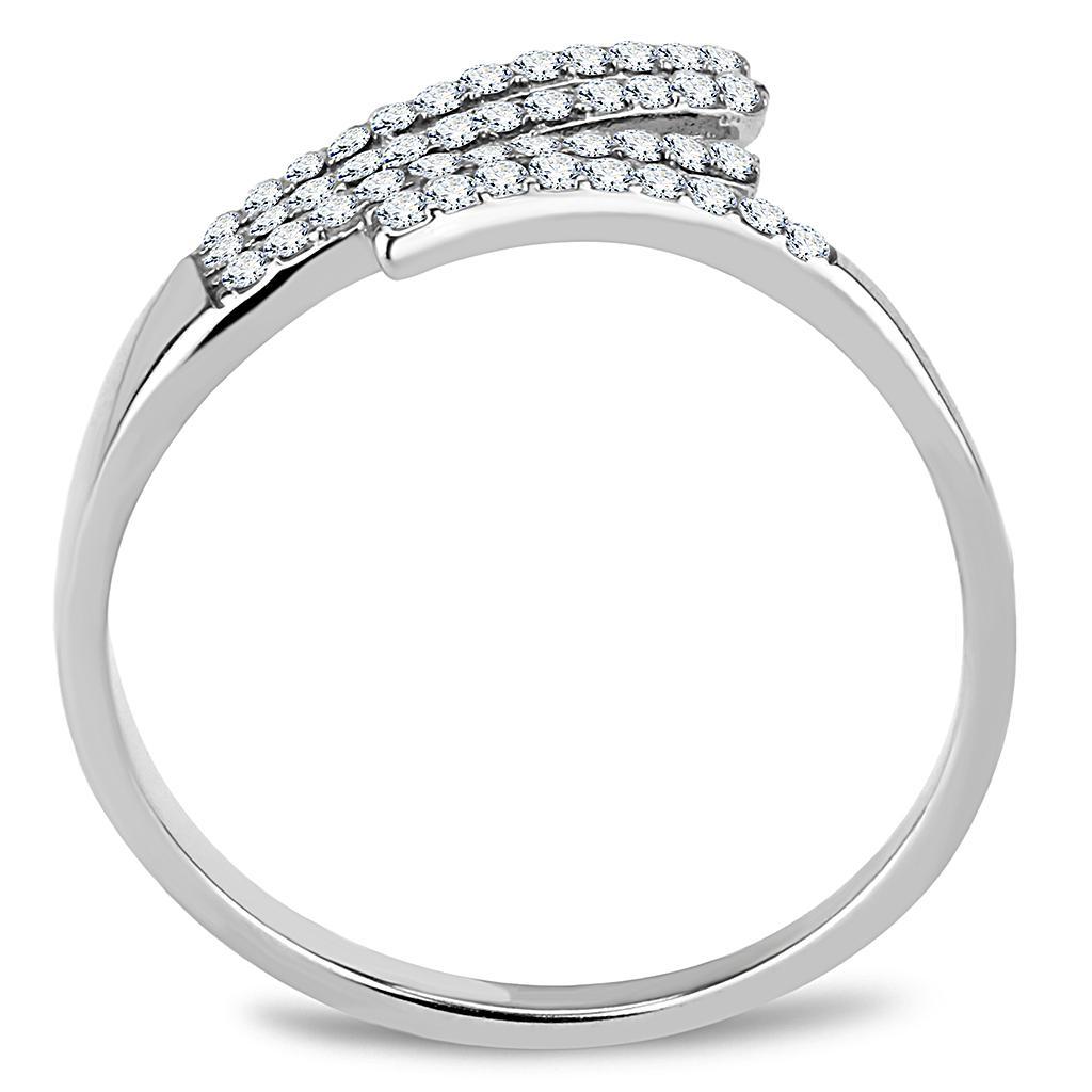 DA043 - High polished (no plating) Stainless Steel Ring with AAA Grade CZ  in Clear-2