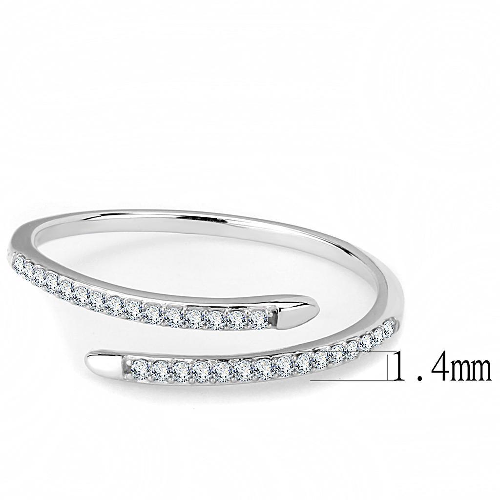 DA044 - High polished (no plating) Stainless Steel Ring with AAA Grade CZ  in Clear-1