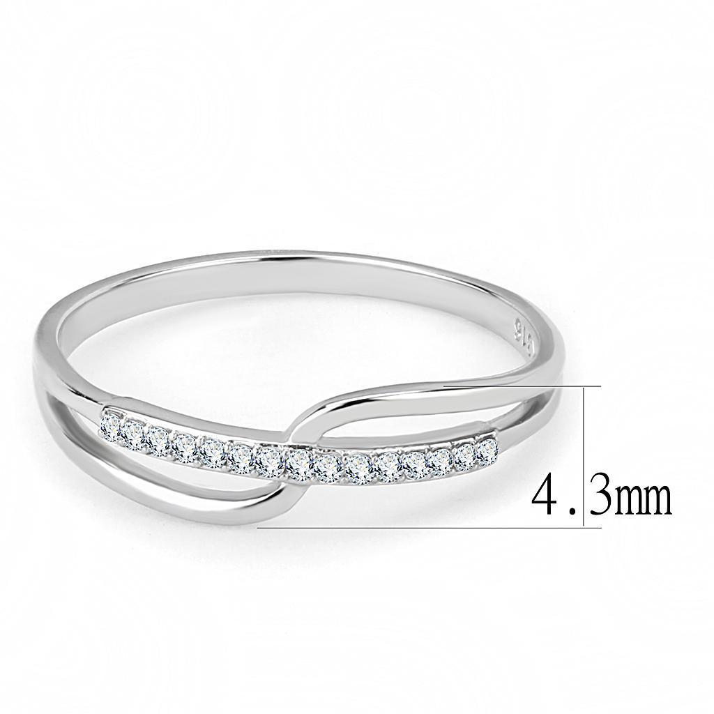 DA045 - High polished (no plating) Stainless Steel Ring with AAA Grade CZ  in Clear-1