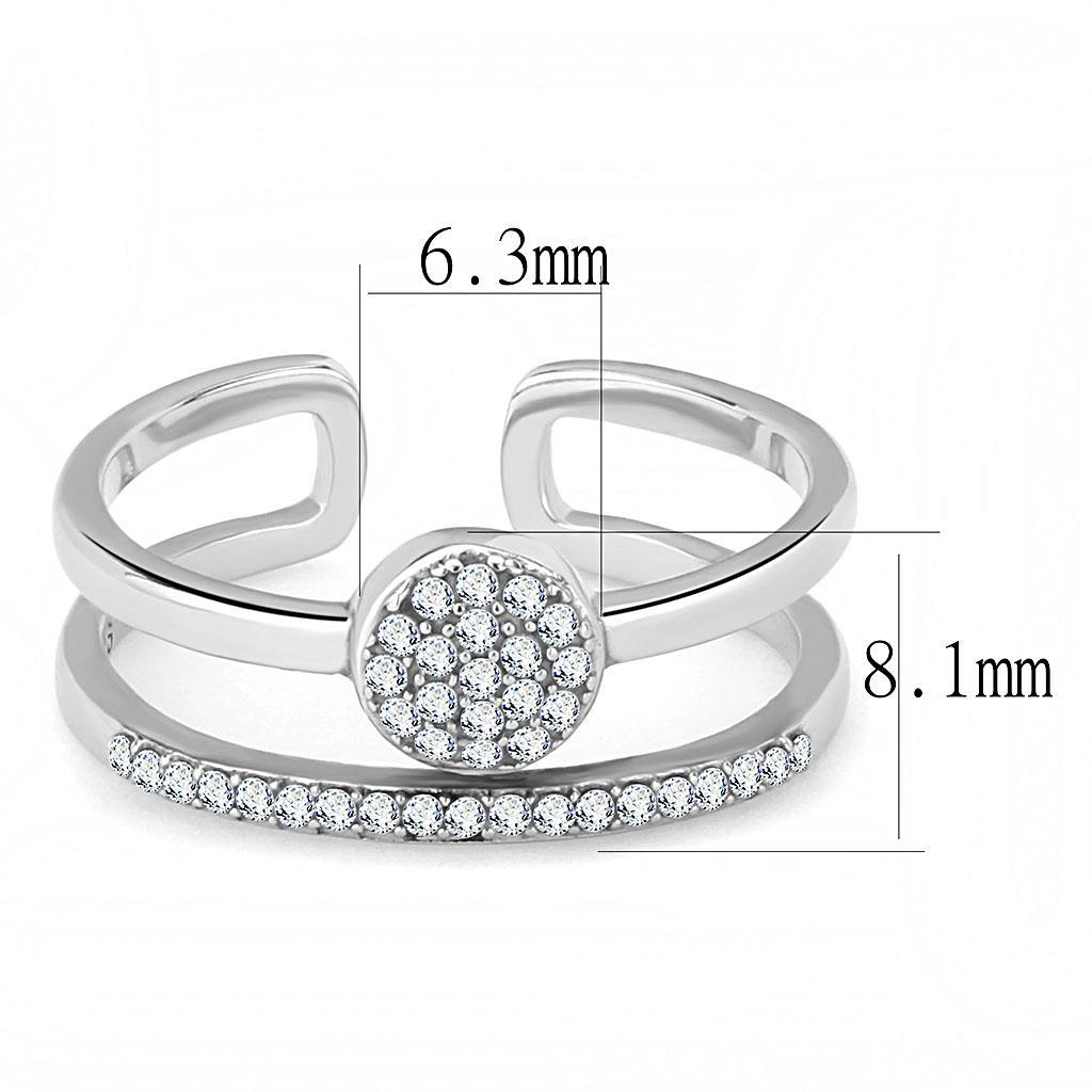 DA048 - High polished (no plating) Stainless Steel Ring with AAA Grade CZ  in Clear-1