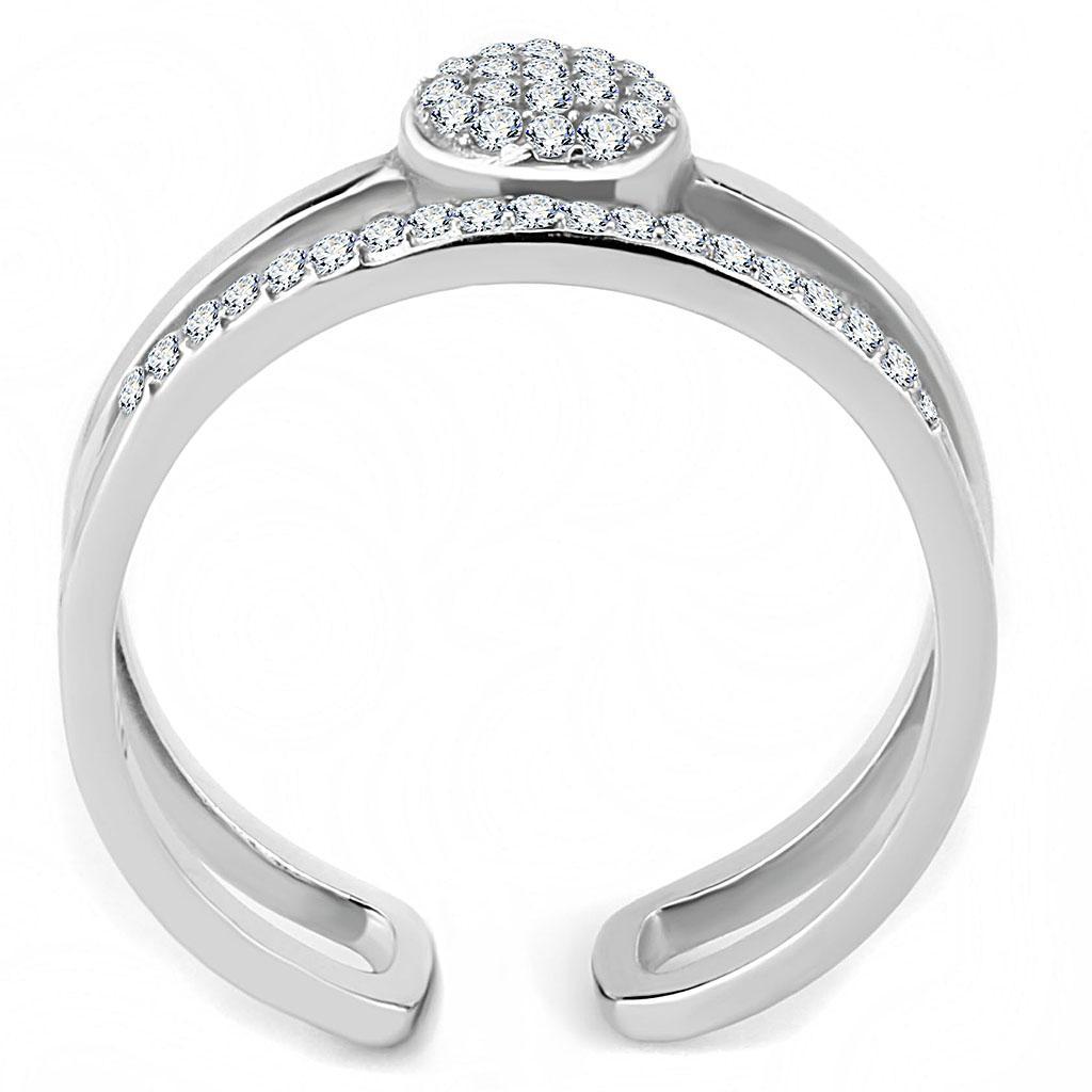 DA048 - High polished (no plating) Stainless Steel Ring with AAA Grade CZ  in Clear-2