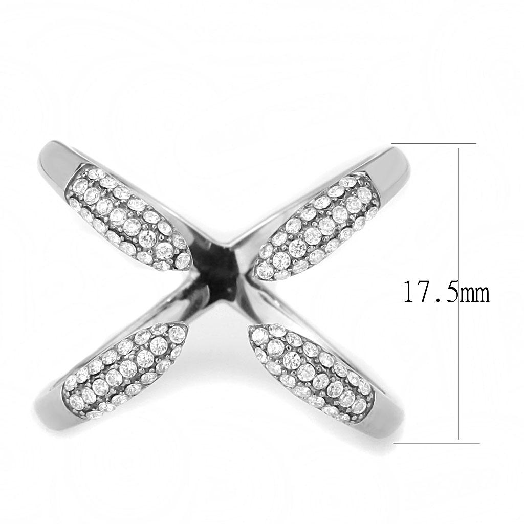 DA050 - High polished (no plating) Stainless Steel Ring with AAA Grade CZ  in Clear-1