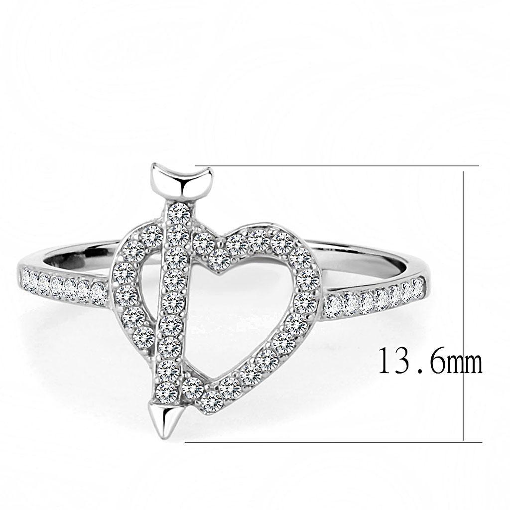 DA052 - High polished (no plating) Stainless Steel Ring with AAA Grade CZ  in Clear-1
