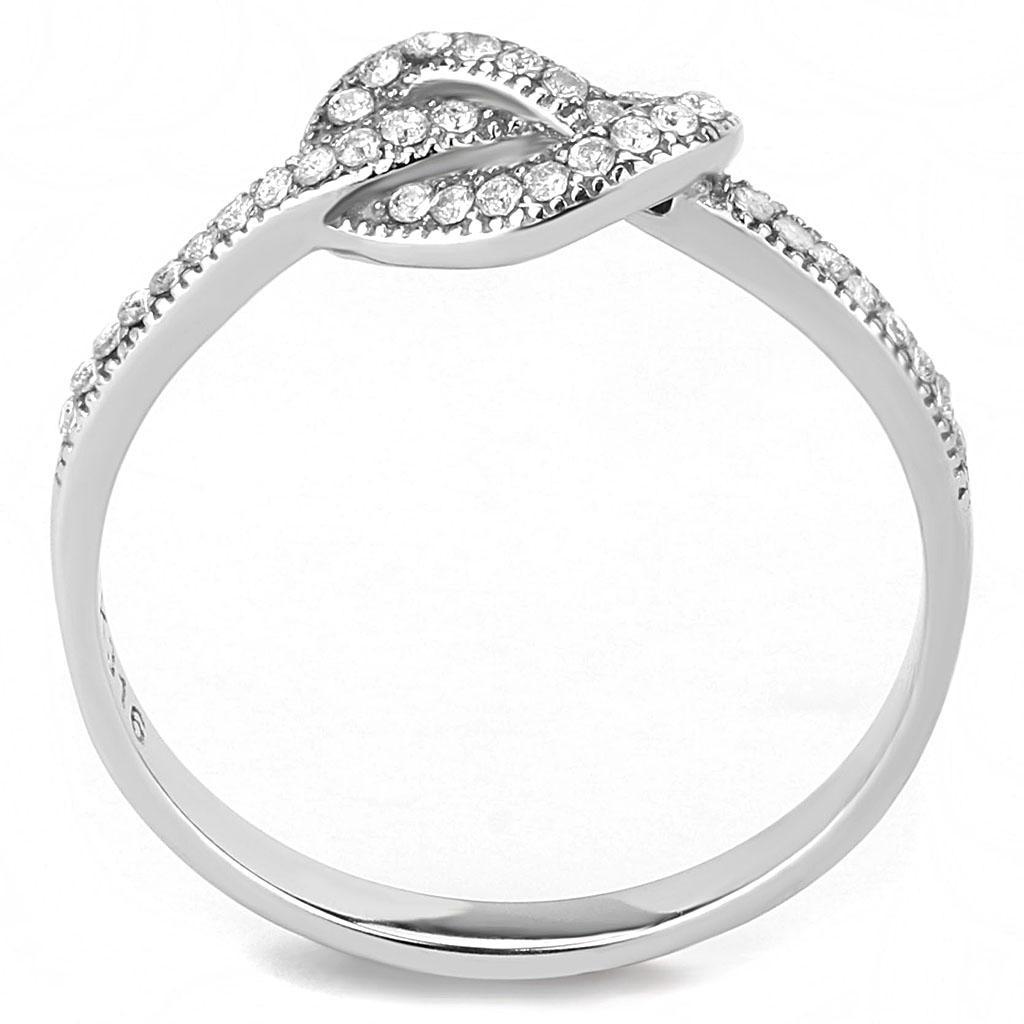 DA053 - High polished (no plating) Stainless Steel Ring with AAA Grade CZ  in Clear-2