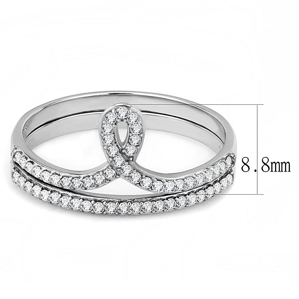 DA063 - High polished (no plating) Stainless Steel Ring with AAA Grade CZ  in Clear-1