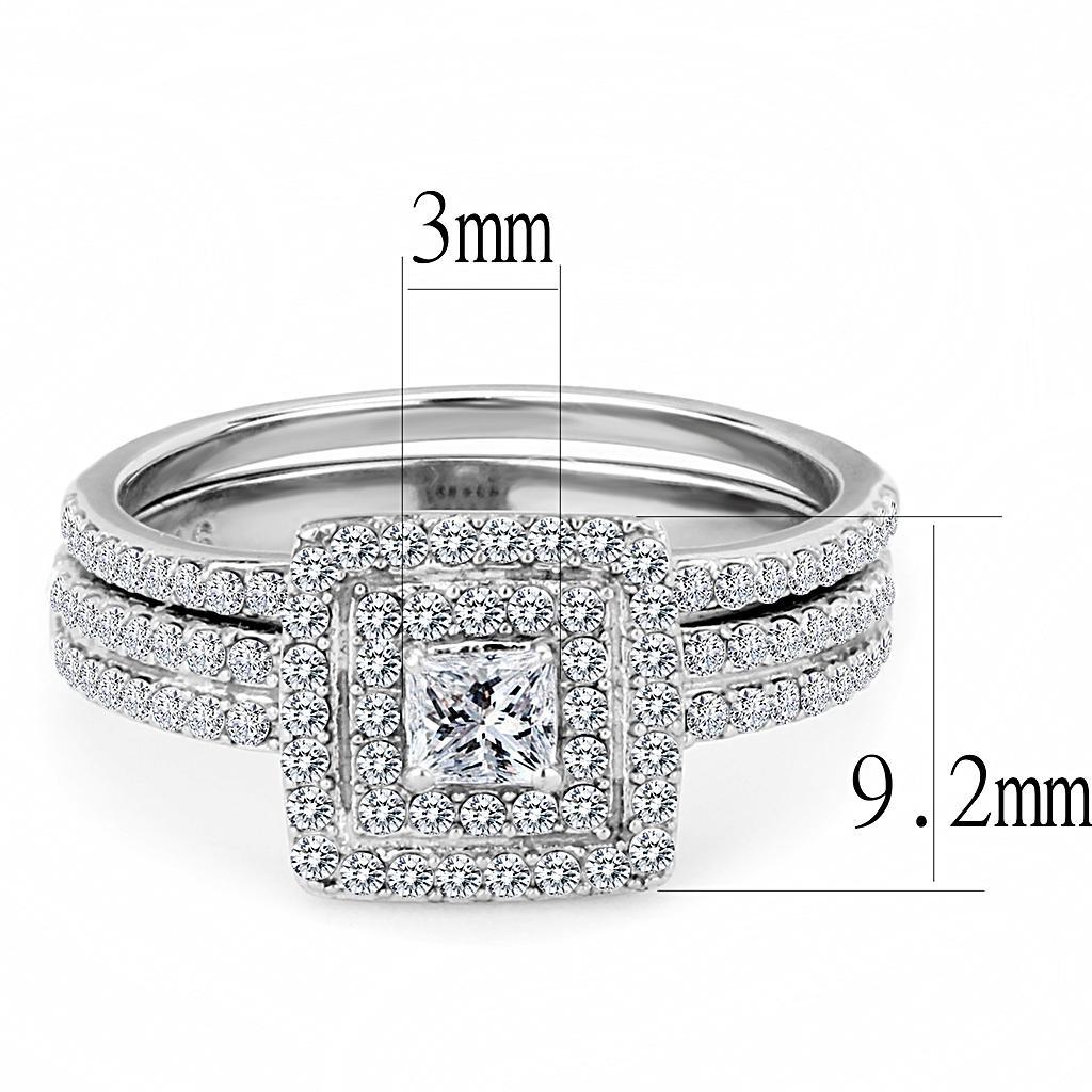 DA064 - High polished (no plating) Stainless Steel Ring with AAA Grade CZ  in Clear-1
