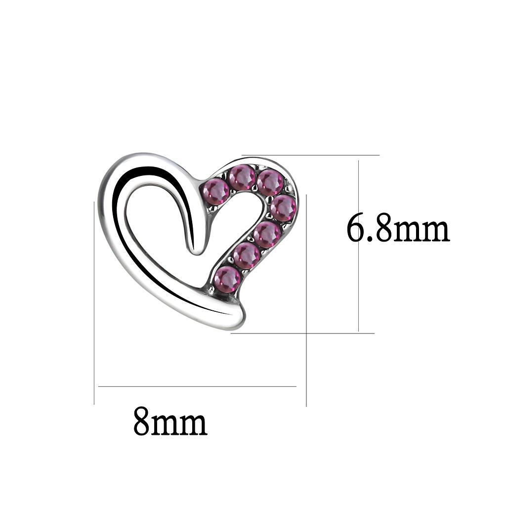 DA082 - High polished (no plating) Stainless Steel Earrings with AAA Grade CZ  in Ruby-1