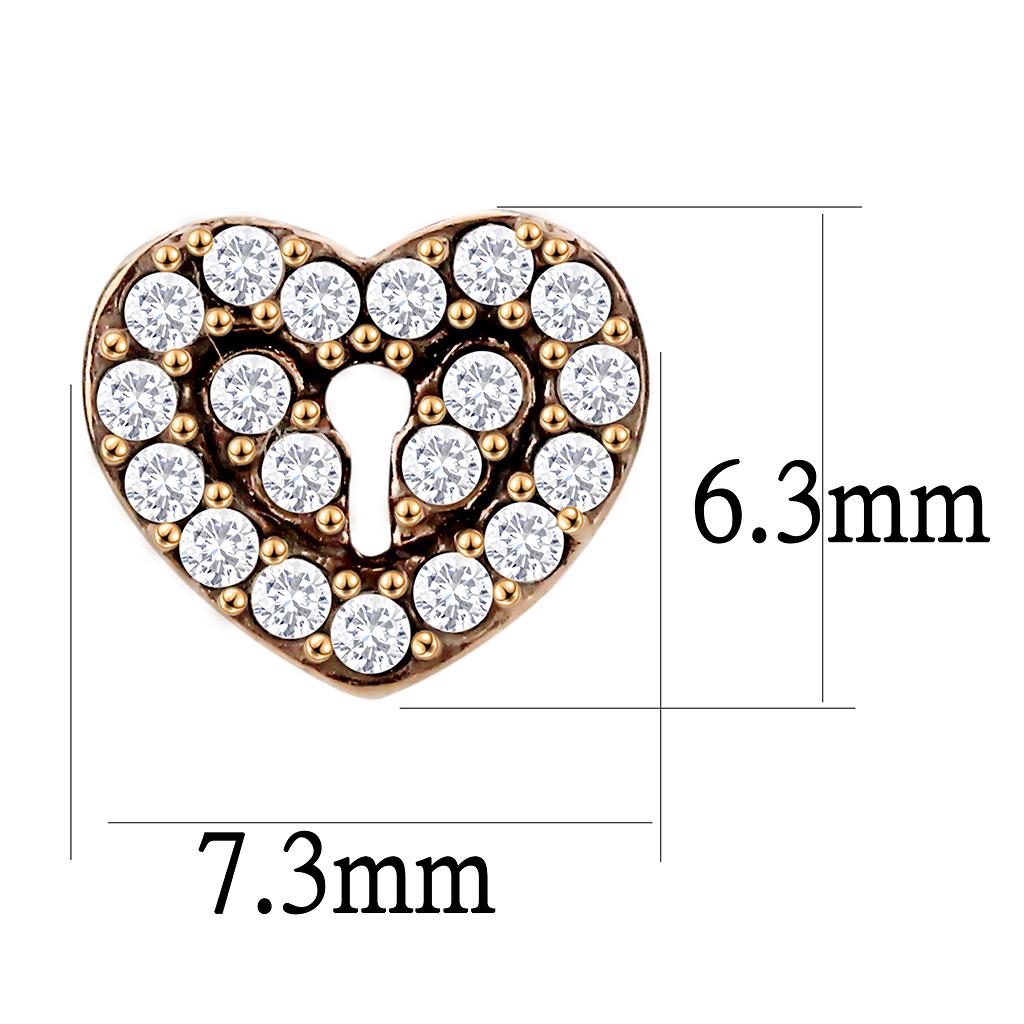 DA085 - IP Rose Gold(Ion Plating) Stainless Steel Earrings with AAA Grade CZ  in Clear-1