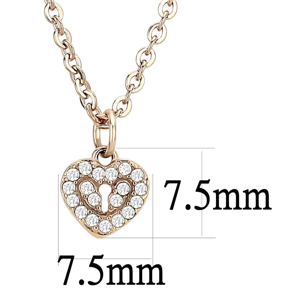 DA086 - IP Rose Gold(Ion Plating) Stainless Steel Chain Pendant with AAA Grade CZ  in Clear-1