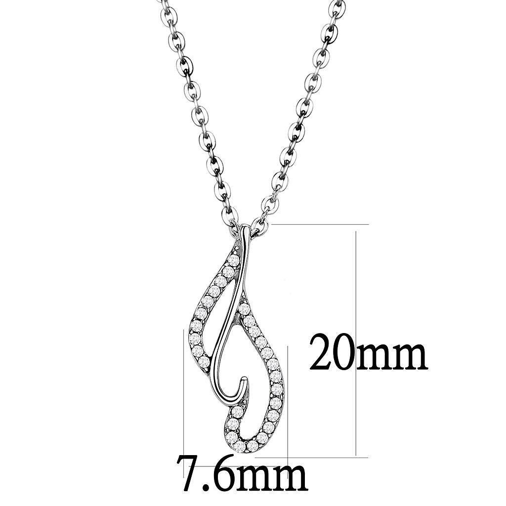 DA089 - High polished (no plating) Stainless Steel Chain Pendant with AAA Grade CZ  in Clear-1