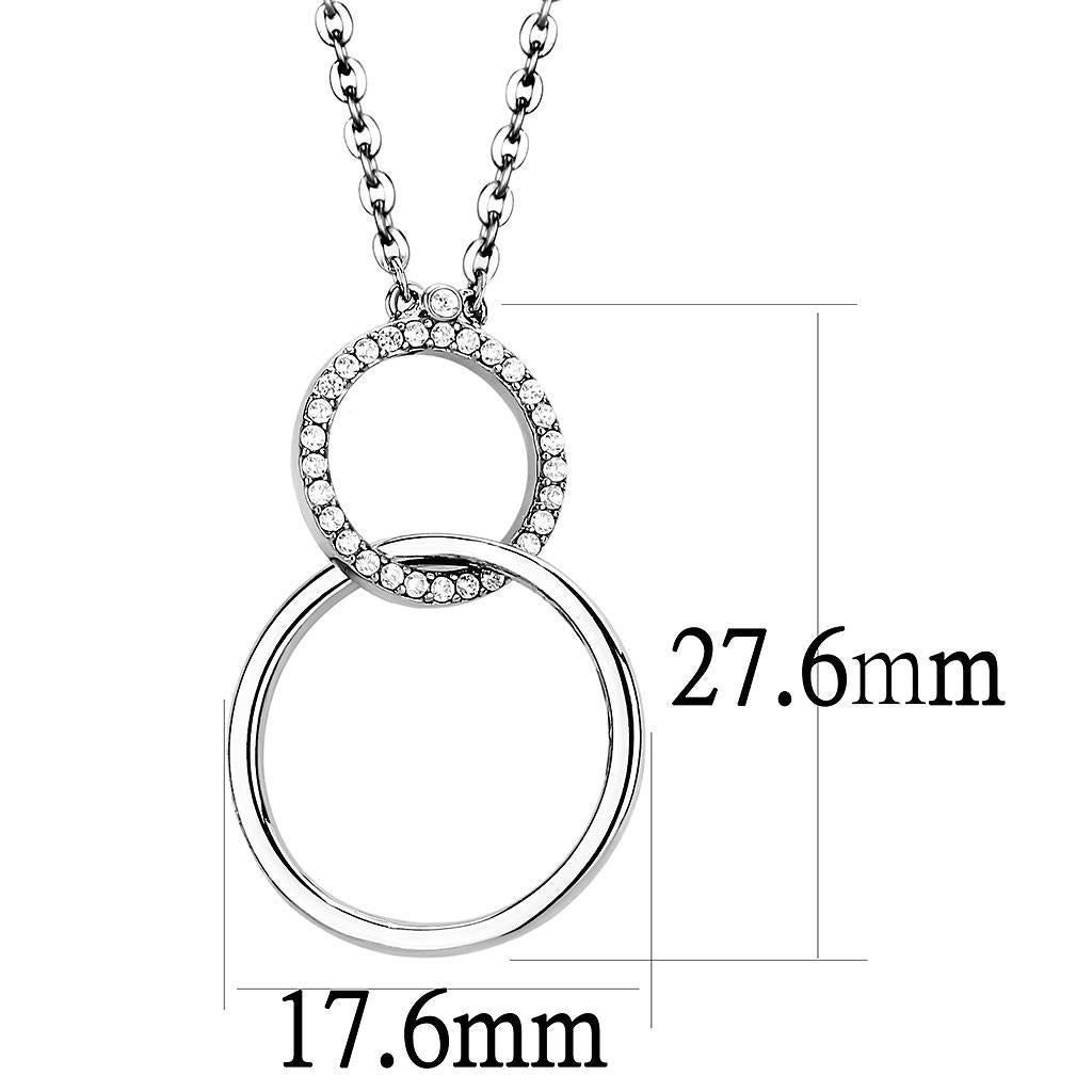 DA097 - High polished (no plating) Stainless Steel Chain Pendant with AAA Grade CZ  in Clear-1