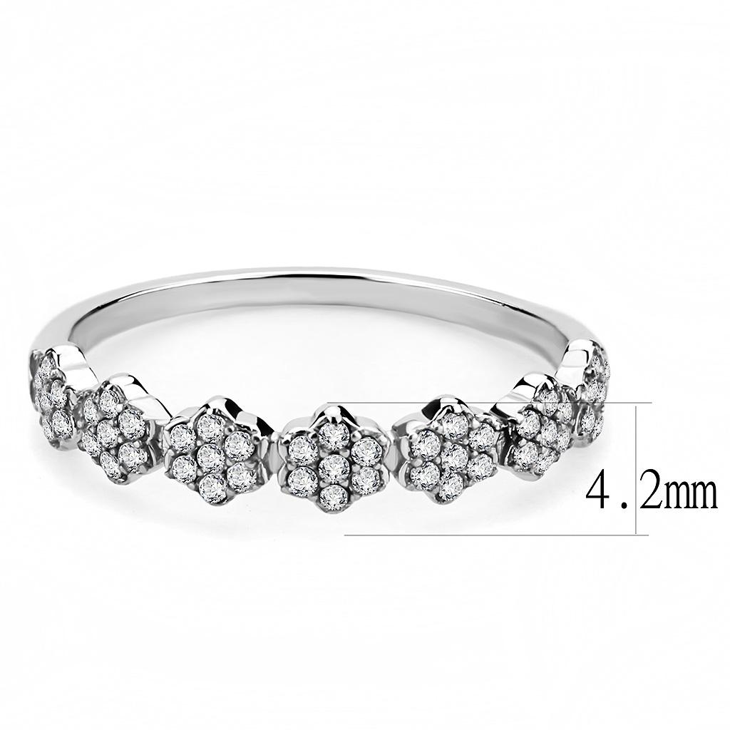 DA102 - High polished (no plating) Stainless Steel Ring with AAA Grade CZ  in Clear-1