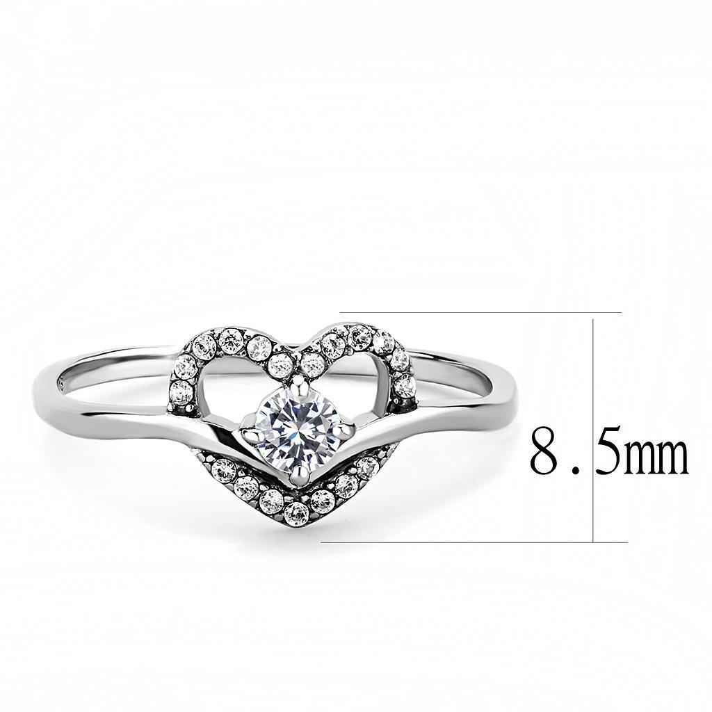 DA106 - High polished (no plating) Stainless Steel Ring with AAA Grade CZ  in Clear-1