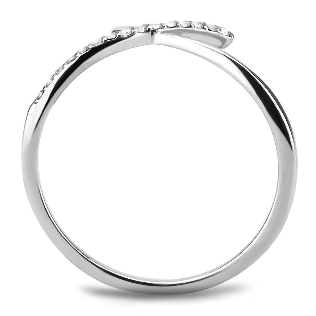 DA112 - High polished (no plating) Stainless Steel Ring with AAA Grade CZ  in Clear-2