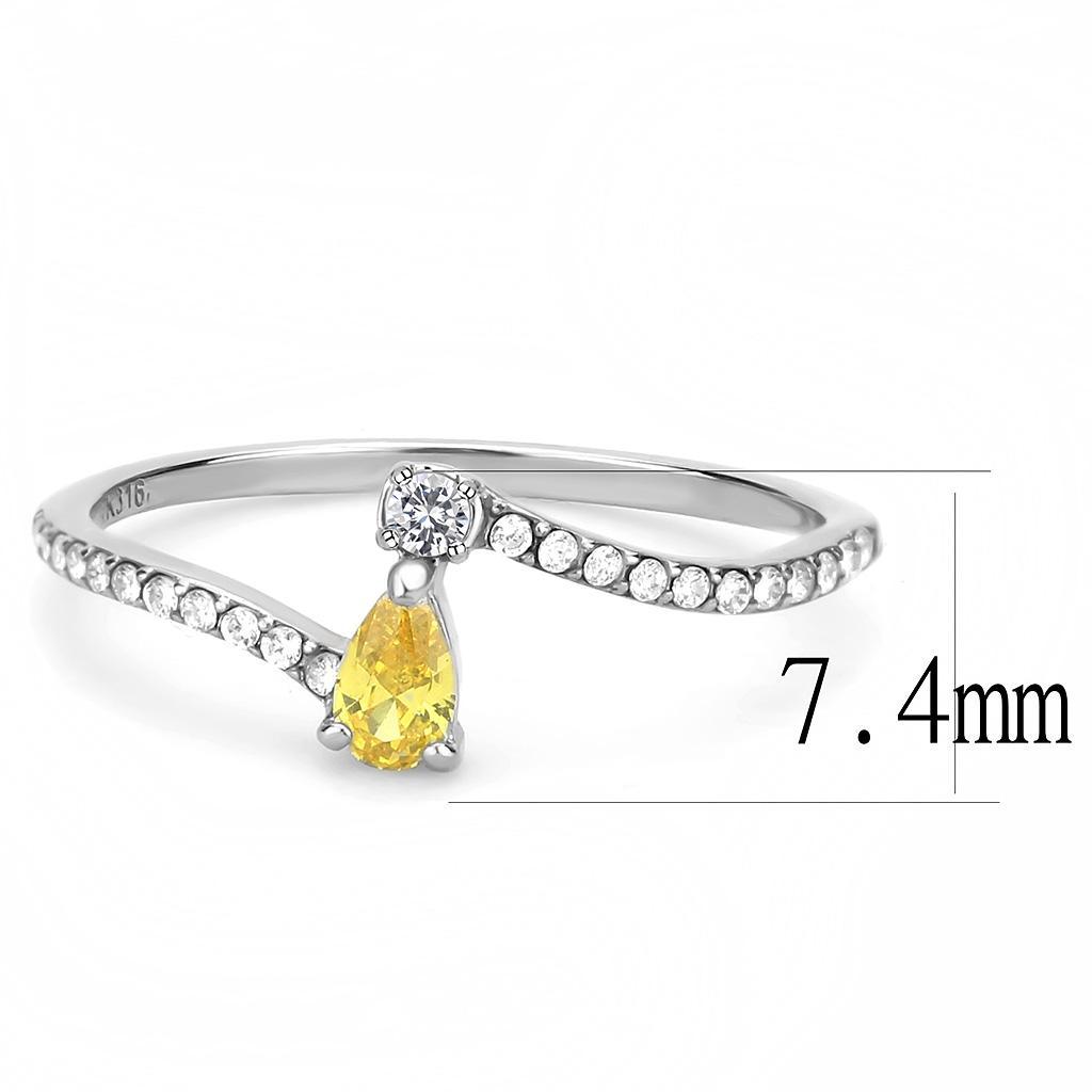 DA115 - High polished (no plating) Stainless Steel Ring with AAA Grade CZ  in Topaz-1