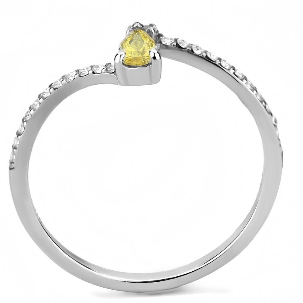 DA115 - High polished (no plating) Stainless Steel Ring with AAA Grade CZ  in Topaz-2