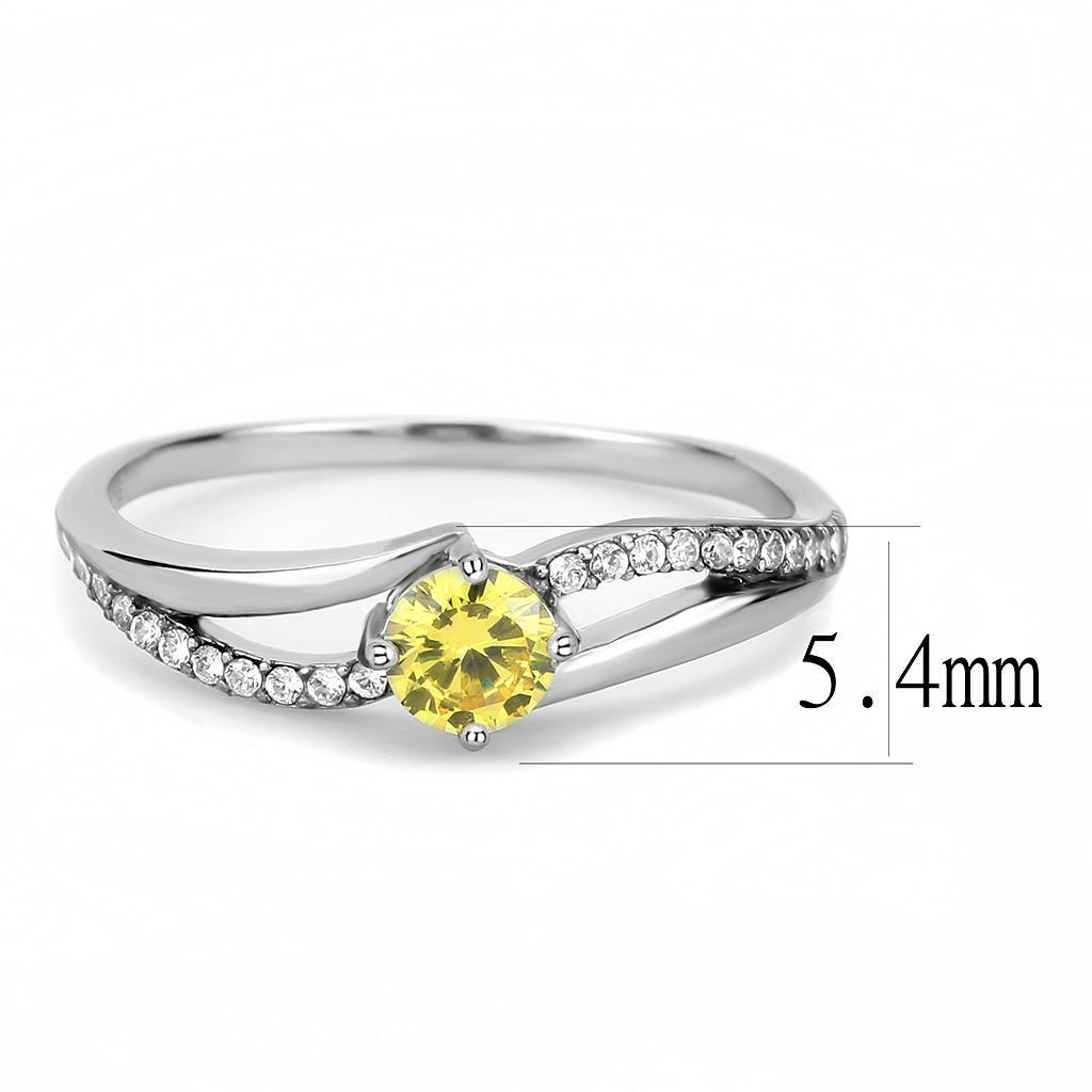 DA118 - High polished (no plating) Stainless Steel Ring with AAA Grade CZ  in Topaz-1