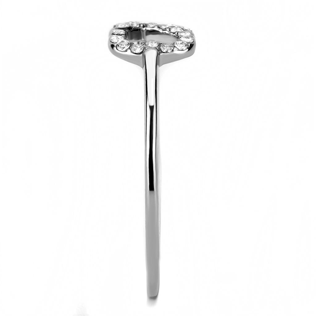 DA125 - High polished (no plating) Stainless Steel Ring with AAA Grade CZ  in Clear-3
