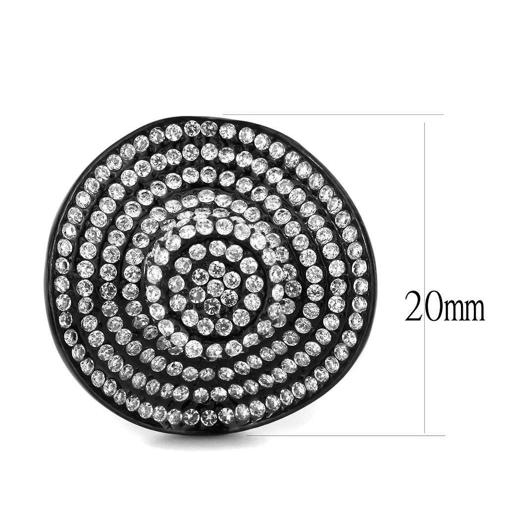 DA128 - IP Black(Ion Plating) Stainless Steel Ring with AAA Grade CZ  in Clear-1