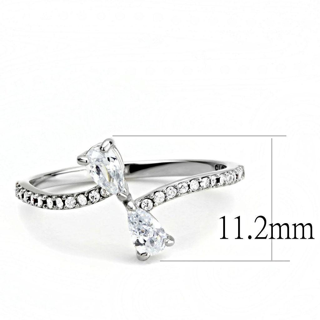DA139 - High polished (no plating) Stainless Steel Ring with AAA Grade CZ  in Clear-1