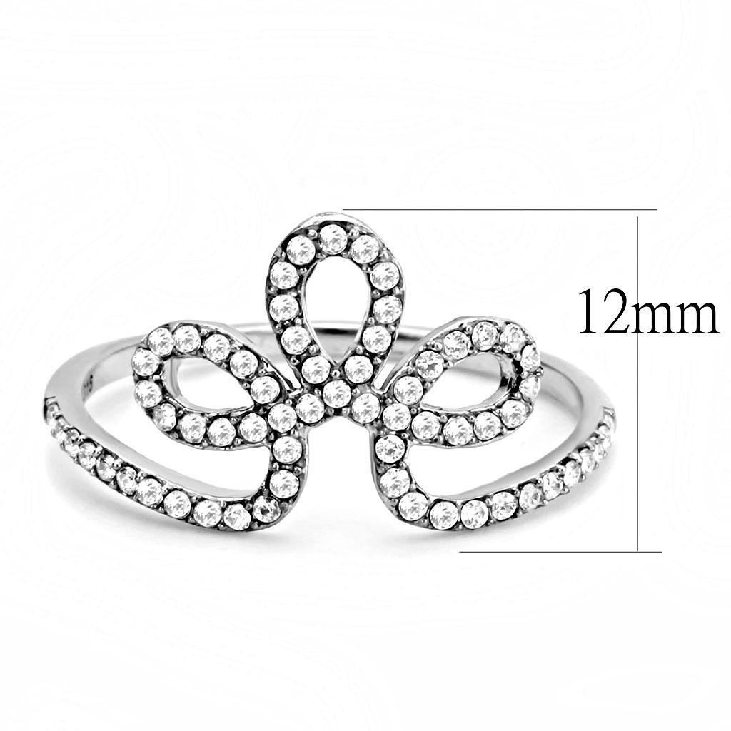 DA141 - High polished (no plating) Stainless Steel Ring with AAA Grade CZ  in Clear-1